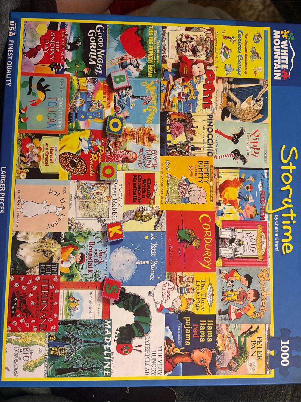 White Mountain Storytime Puzzle - Bright Multicolor Book Collage 1000 Pieces